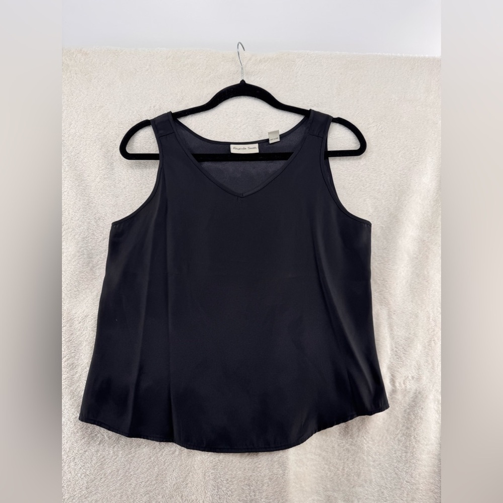 Vintage 100% Silk Amanda Smith Tank Top, Black, Sheer, Neutral Basic, Size 8